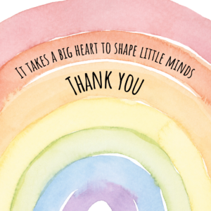 Personalised thank you teacher card with a rainbow