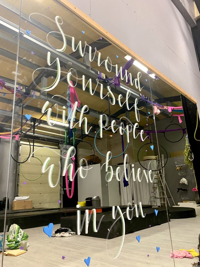 Personalised mirrors for a ladies gym