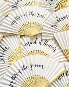 Personalised hen party fans for weddings abroad or in the summer