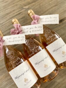 Hand engraved bottles of whispering angel wine