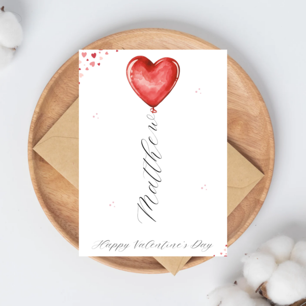 Personalised Valentines Card - Balloon Heart