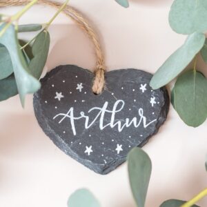 Slate heart tree decoration