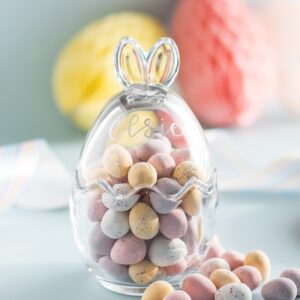 Engraved glass bunny jar