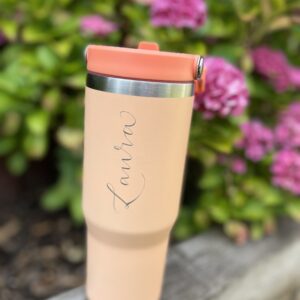 Hand engraved water tumbler - Pastel Orange