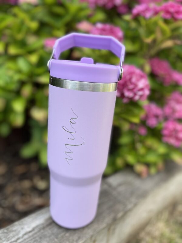 Hand engraved water tumbler - Purple