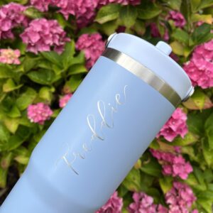 Hand engraved water tumbler - Light Blue