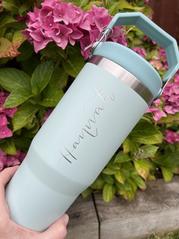 Hand engraved water tumbler - Light Green