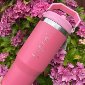 Hand engraved water tumbler - Pink