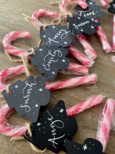 Personalised calligraphy table place names