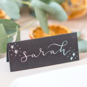 Black & silver table place names