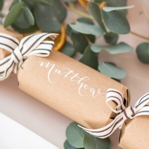 Brown & white striped Christmas cracker