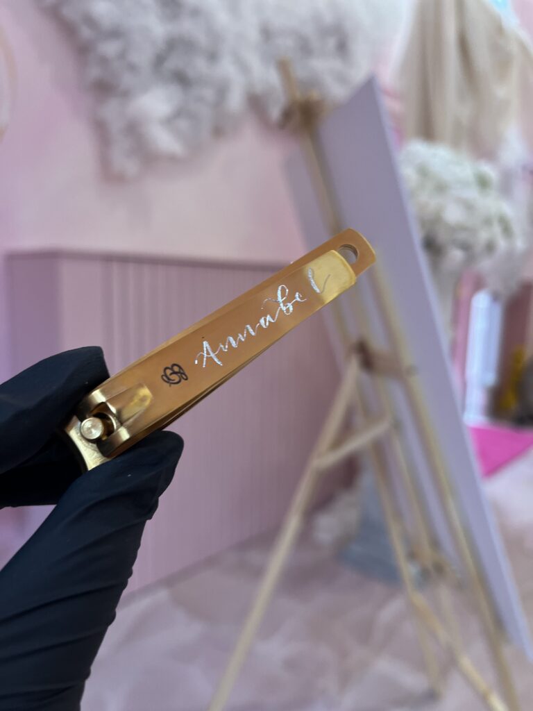 Hand engraved name on to Glitterbels nail clipper 