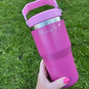 Hand engraved water tumbler - pink