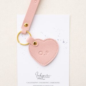 Embossed heart keychain with strap (4 colours to choose from)