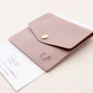 Pink embossed coin purse with card holder