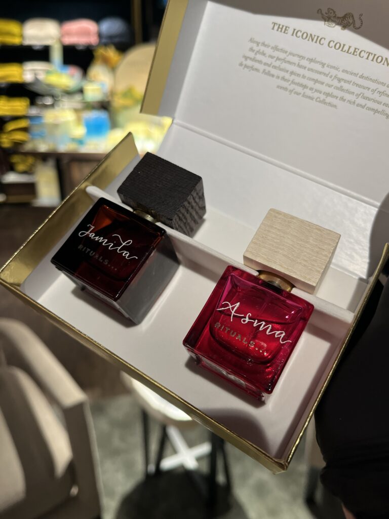 Hand engraved names on to Rituals perfume bottles 