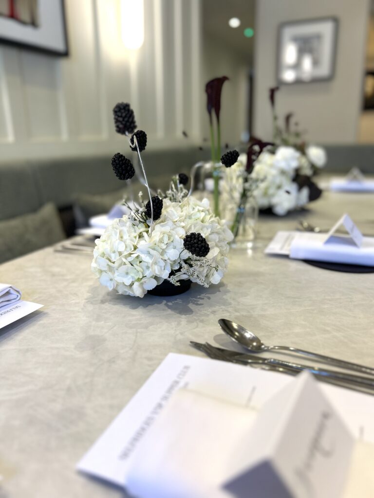 Personalised calligraphy place names at a VIP dinner in Lichfield